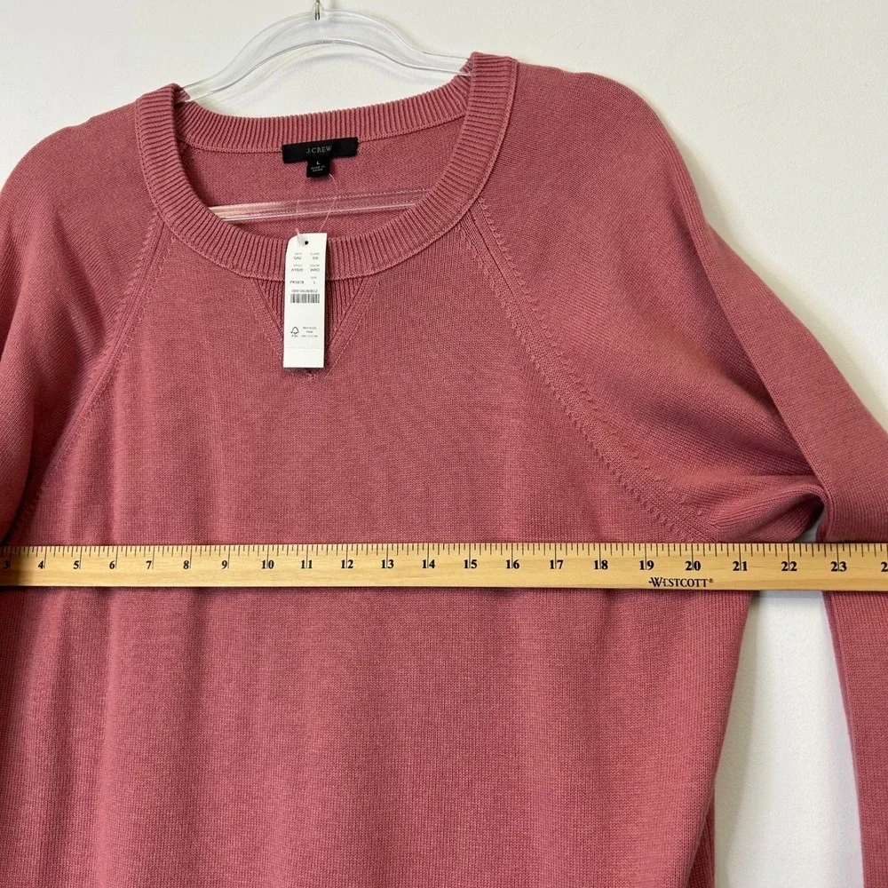 NEW J. Crew Womens Cotton Cashmere Pullover Sweatshirt Women's Large Pink Crew